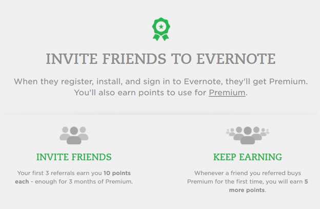 Evernote Invite Friends Referral Marketing Program